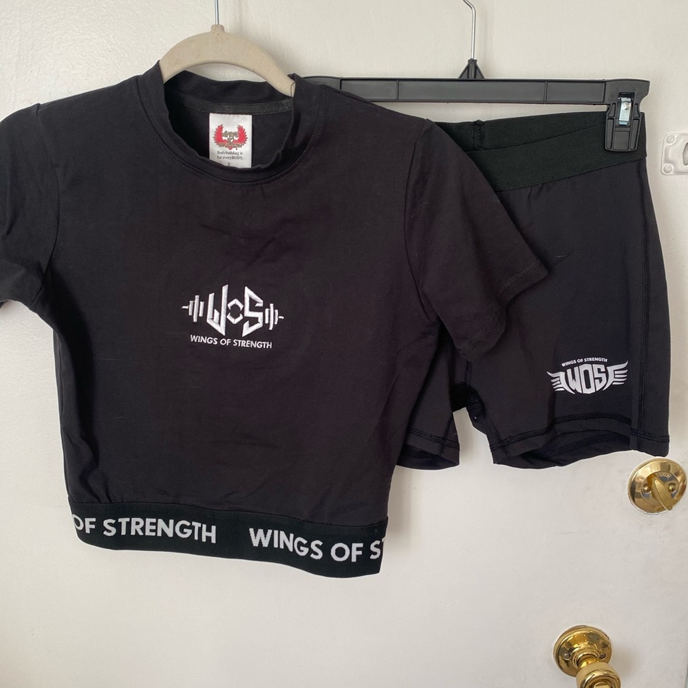 Wings of Strength Black Gym Short Set
